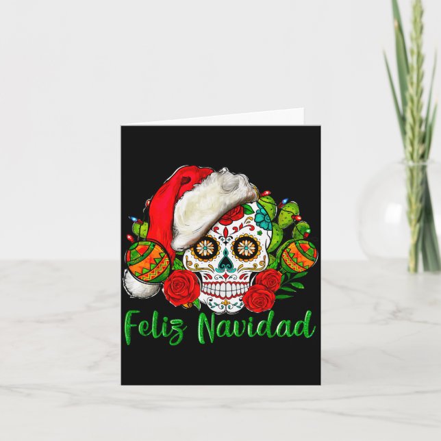 Tarjeta Feliz Navidad Sugar Skull Mexican Christmas  (Anverso)