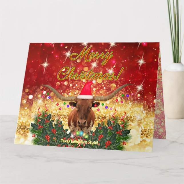 Tarjeta ¡FELIZ NAVIDAD Texas LongHorn Style! (Anverso)
