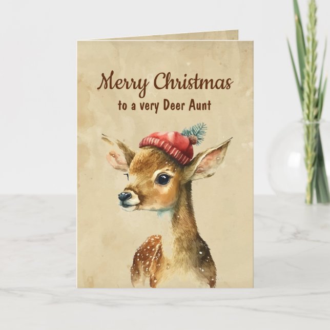 Tarjeta Feliz Navidad, tía de los venados (Anverso)