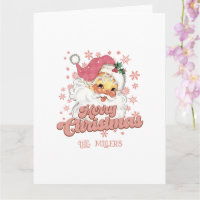 Feliz Navidad tipografía retro rosa Santa Claus