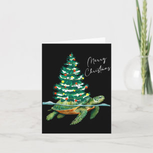 Tarjeta Feliz Navidad Tortuga Marina Luces de árbol de Nav