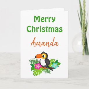 Tarjeta Feliz Navidad Tropical Toucan