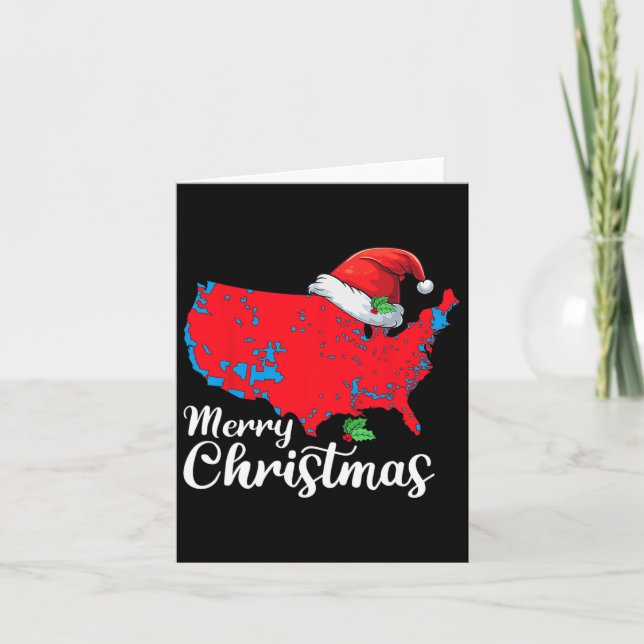 Tarjeta Feliz Navidad Trump Patriótico Mapa de Estados Uni (Anverso)