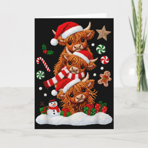 Tarjeta Feliz Navidad Vaca de las Tierras Altas de Navidad