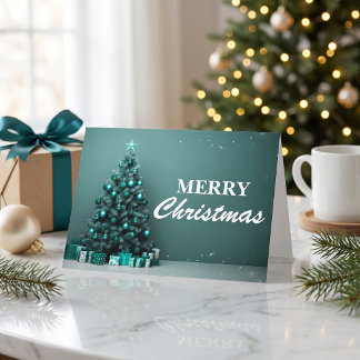 Tarjeta Feliz Navidad Verde Elegante Fiesta Moderna