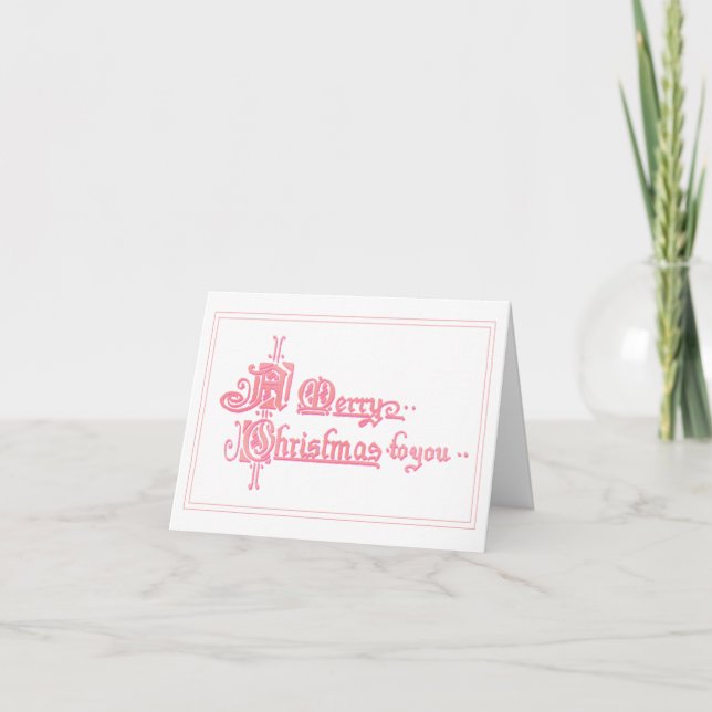 Tarjeta Feliz Navidad Vintage Rosa Fiesta (Anverso)