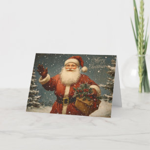 Tarjeta Feliz Navidad Vintage Santa