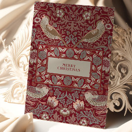 Tarjeta Feliz Navidad William Morris Strawberry Thief