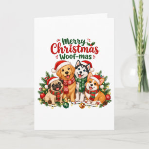 Tarjeta Feliz Navidad Woof-mas Amantes de los Perros