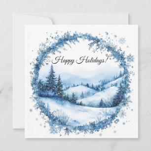 Tarjeta Feliz Navidad Wreath Snowowy Forest Business Logo