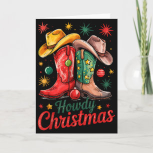 Tarjeta Feliz Navidad Xmas Botas de Vaquero Occidentales V