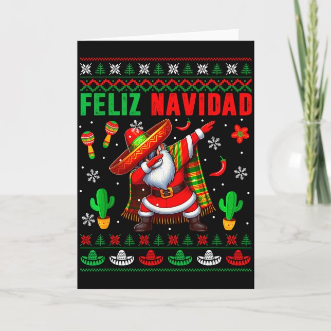 Tarjeta Feliz Navidad Xmas Sweater Santa Sombrero Dabbing  (Anverso)