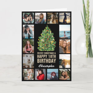 Tarjeta Feliz Navidad y 18.ª foto feliz cumpleaños