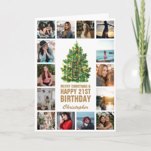 Tarjeta Feliz Navidad y 21ª foto feliz cumpleaños