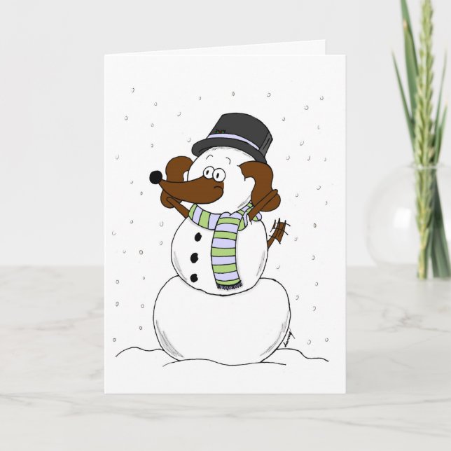 Tarjeta "Feliz Navidad y Año Nuevo" de Snowman Mid (Anverso)
