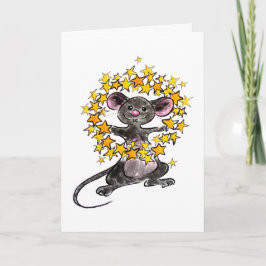 Tarjeta Feliz Navidad y Feliz Año Nuevo con un ratón