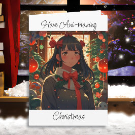 Tarjeta Feliz Navidad y feliz Año Nuevo tema de anime