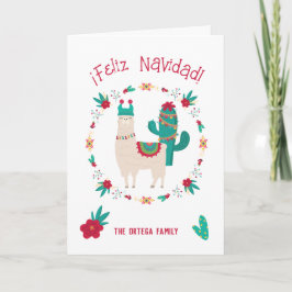 Tarjeta Feliz Navidad y festivos Navidades de llamas