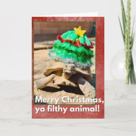 Tarjeta Feliz Navidad ya sucio animal Tortuga sarcástica