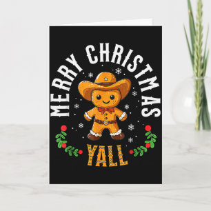 Tarjeta Feliz Navidad Yall Pan de Jengibre Vaquero Howdy O