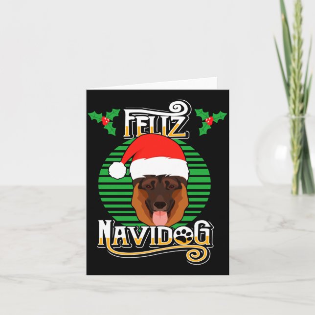 Tarjeta Feliz Navidog German Shepherd Dog Holiday Merry Ch (Anverso)