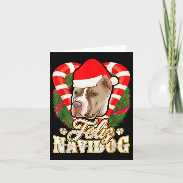 Tarjeta Feliz Navidog Tbull Con Gorro De Santa Claus Ttie  (Anverso)