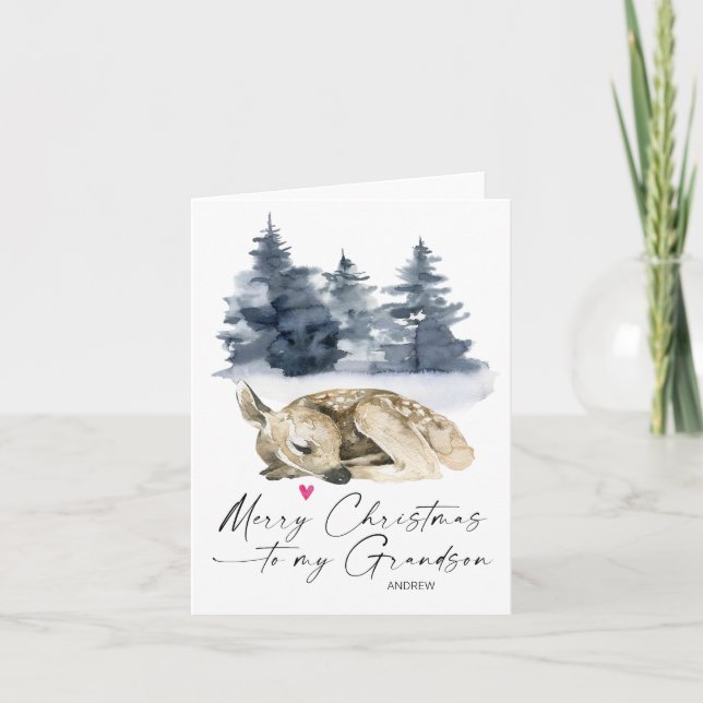 Tarjeta Feliz nieto de Navidad de los abuelos (Anverso)