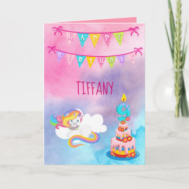 Tarjeta Feliz noveno cumpleaños de Unicornio mágico
