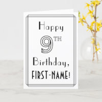 Feliz noveno cumpleaños, estilo Art Deco con nombr