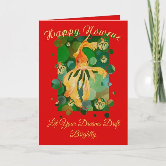 Tarjeta Feliz Nowruz Feliz Año Nuevo Pececito Dorado (Anverso)