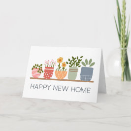 Tarjeta Feliz Nuevo Hogar Estante de Jardín Plantas de Int