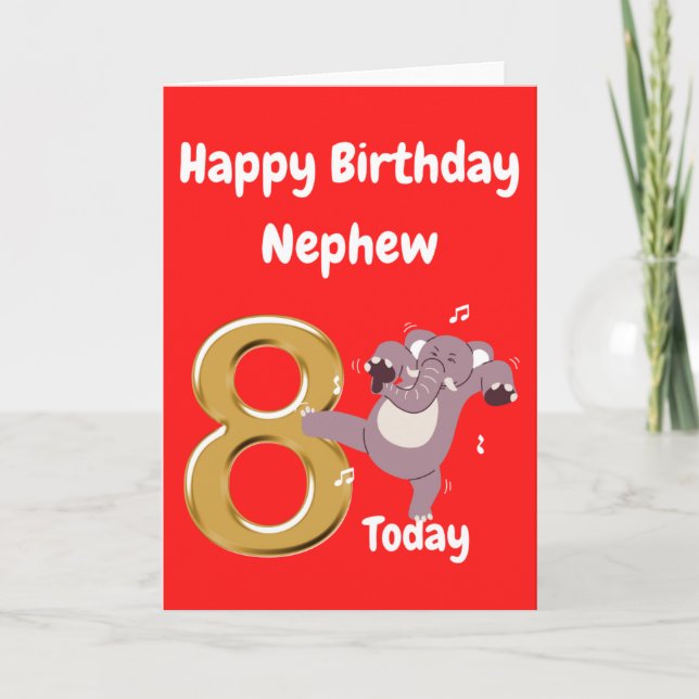 Tarjeta Feliz octavo cumpleaños, sobrino (Anverso)
