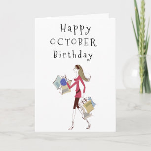 TARJETA FELIZ ***OCTUBRE** CUMPLEAÑOS PARA **HHER** TARJET