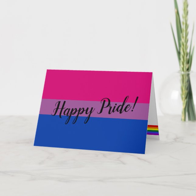 Tarjeta Feliz Orgullo Bisexual Bandera (Anverso)