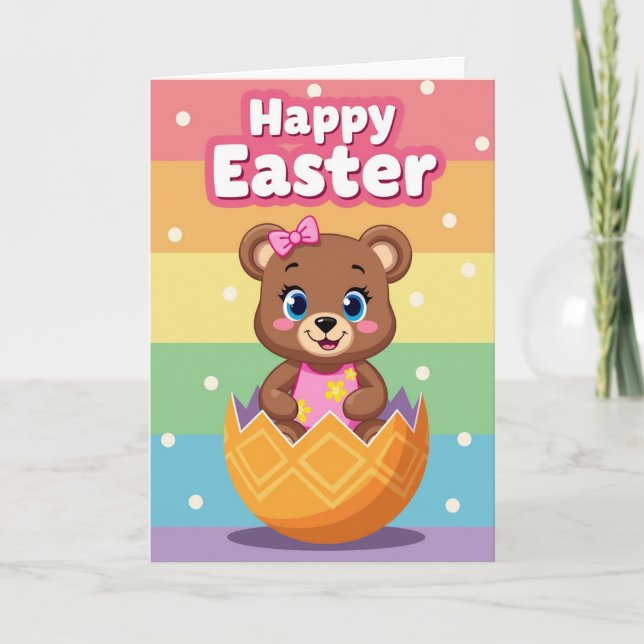 Tarjeta Feliz Oso de Primavera (Anverso)
