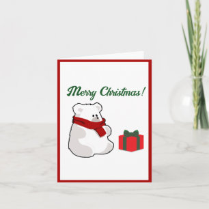 Tarjeta Feliz Oso Polar en la bufanda roja, Personalizado 