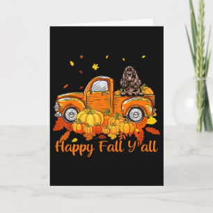 Tarjeta Feliz Otoño a Todos Spaniel Inglés Er Camión Calab