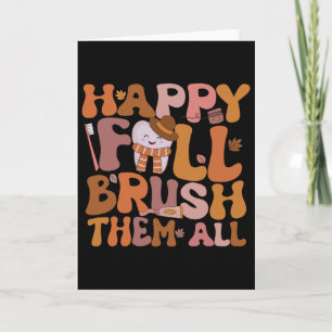 Tarjeta Feliz Otoño Cepíllalos a Todos Dentista Pediátrico