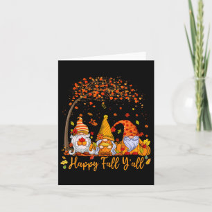 Tarjeta Feliz Otoño Gnome Calabaza Hojas de Otoño Gracias