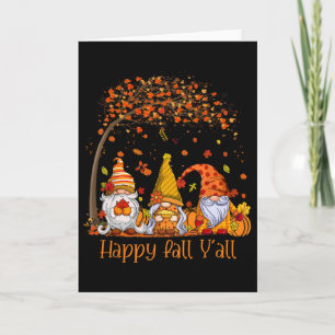 Tarjeta Feliz Otoño Gnomos Calabaza Hojas de Otoño Gracias