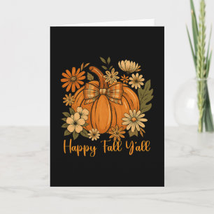 Tarjeta Feliz Otoño Para Todos Lazos Coquette Calabaza Día