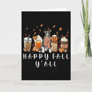 Tarjeta Feliz Otoño Pitbull Perro Café Calabaza Otoño Todo