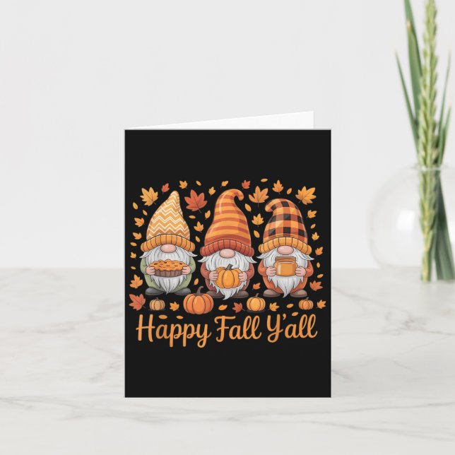 Tarjeta Feliz otoño y todos los Gnome Calabaza otoño Acció (Anverso)