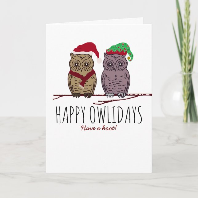 Tarjeta Feliz Owlidays, Festivo (Anverso)