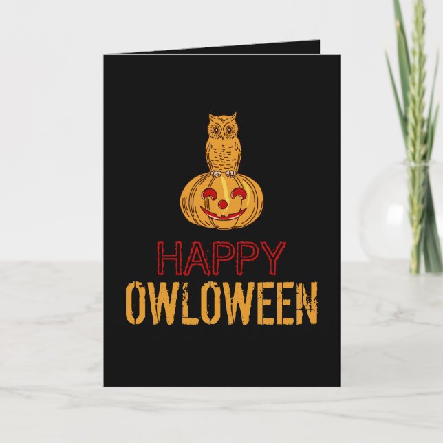 Tarjeta Feliz Owloween, Halloween (Anverso)