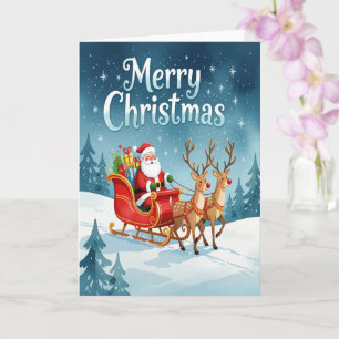 Tarjeta Feliz Papá Noel y renos