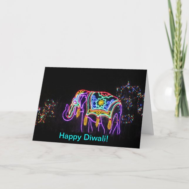 Tarjeta feliz para elefante de Diwali (Anverso)