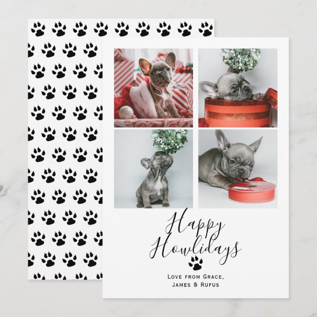 Tarjeta feliz para Navidades de perro Mascota de H (Anverso / Reverso)