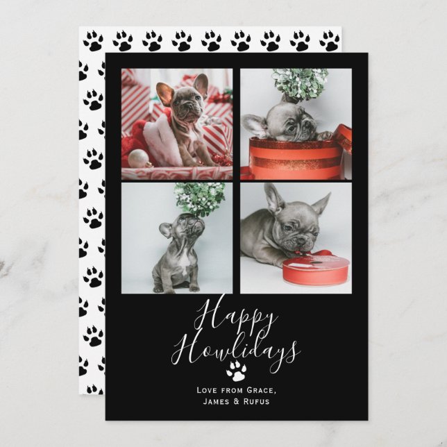 Tarjeta feliz para Navidades de perro Mascota de H (Anverso / Reverso)