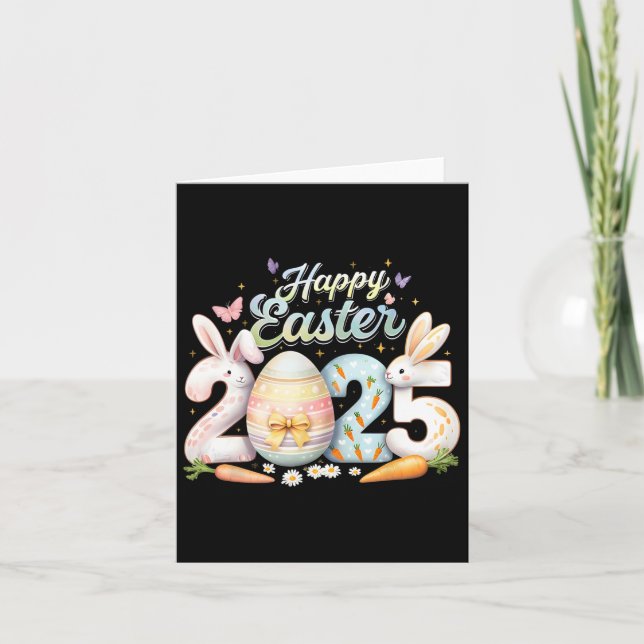 Tarjeta Feliz Pascua 2025 Conejo Conejo Conejo Conejo Face (Anverso)